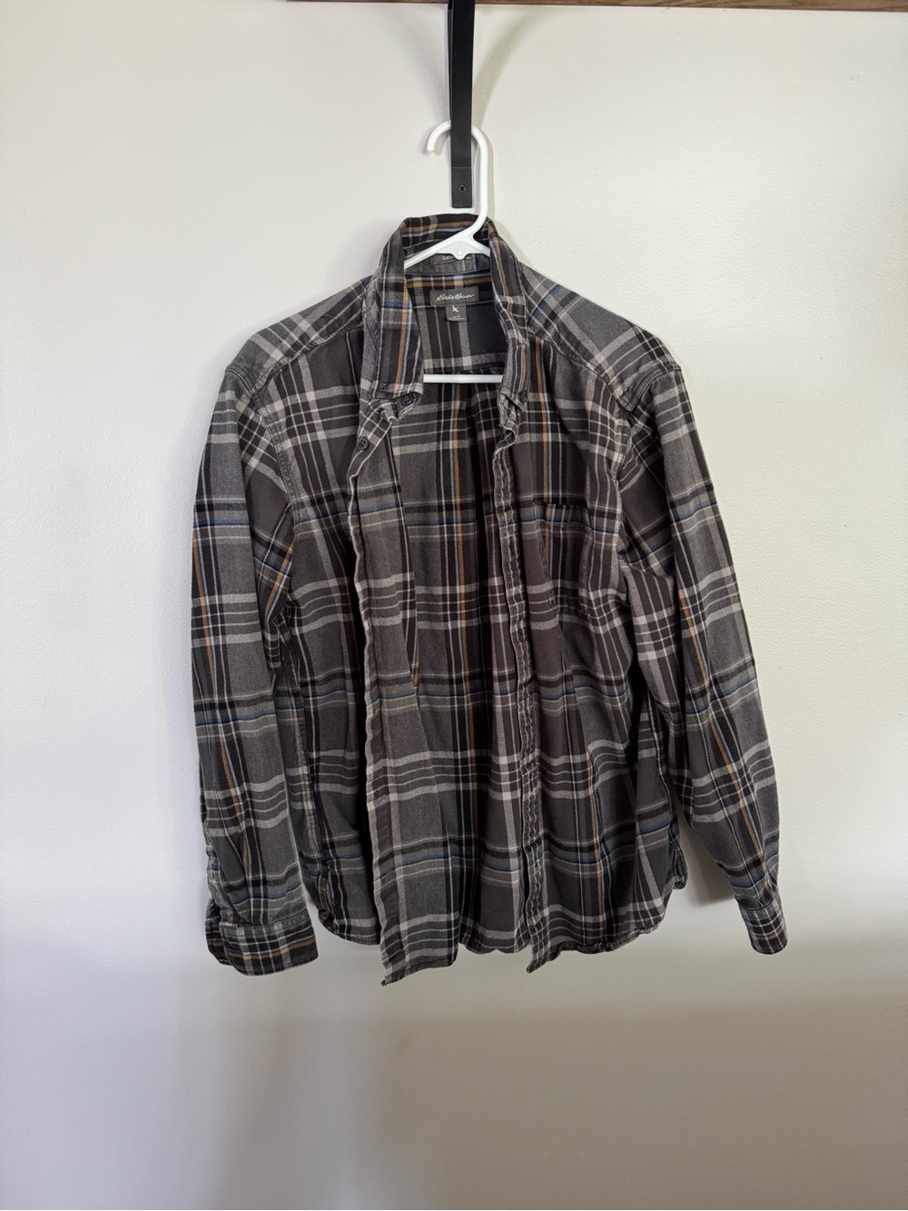 Eddie Bauer Gray Plaid Lightweight Shirt